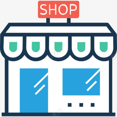 商店购物和商业20线性颜色图标图标