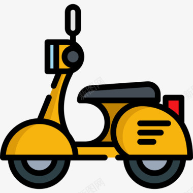 踏板车旅行地点表情符号3线性颜色图标图标
