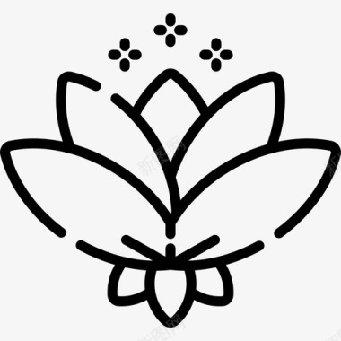 莲花瑜伽和正念2线性图标图标