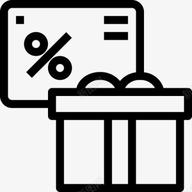 礼品卡购物和电子商务2线性图标图标