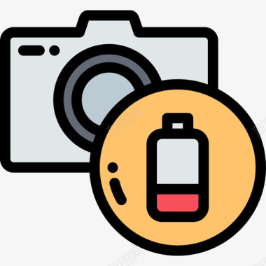 低电池摄像机线性颜色图标图标