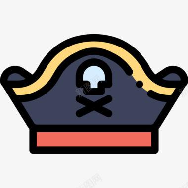 海盗帽海洋生物22线性颜色图标图标