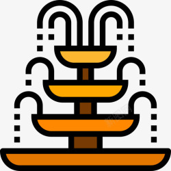 游乐园喷泉喷泉马戏团和游乐园线性颜色图标高清图片