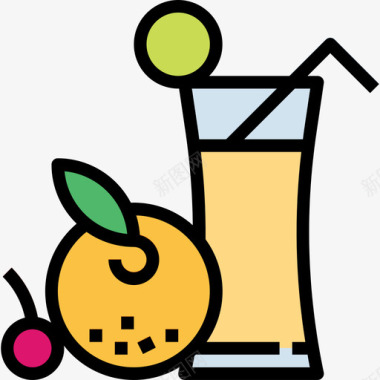 果汁健康25原色图标图标