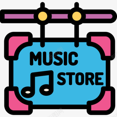 音乐商店音乐商店17线性颜色图标图标