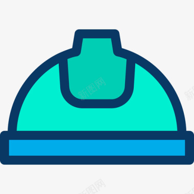 头盔结构和工具4线颜色图标图标