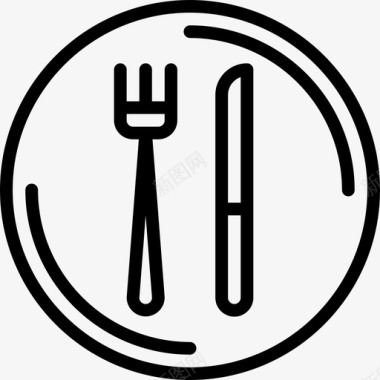 餐具42号餐厅线性图标图标