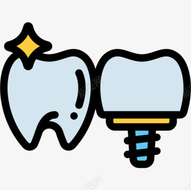 植入物牙医19线性颜色图标图标