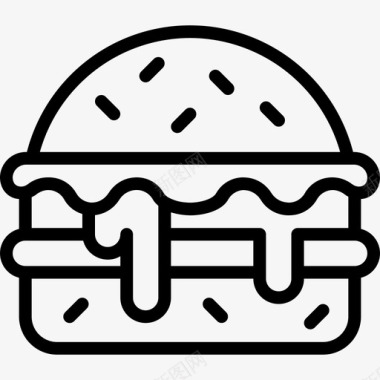 汉堡天麻线形图标图标