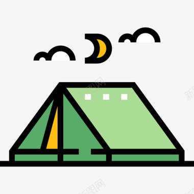 野营冒险22线性颜色图标图标
