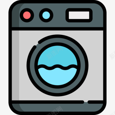 洗衣机家用8线性颜色图标图标