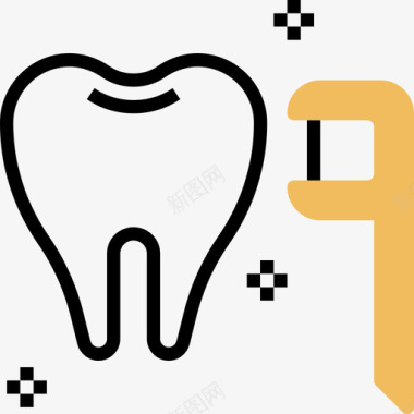 牙线牙医6黄色阴影图标图标