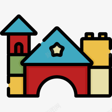 建筑圣诞玩具2线性颜色图标图标