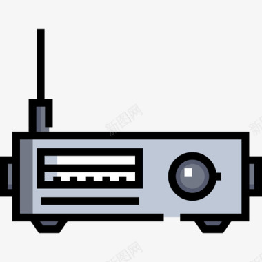 收音机冒险22线性颜色图标图标