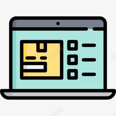 笔记本电脑包装交付14线性颜色图标图标
