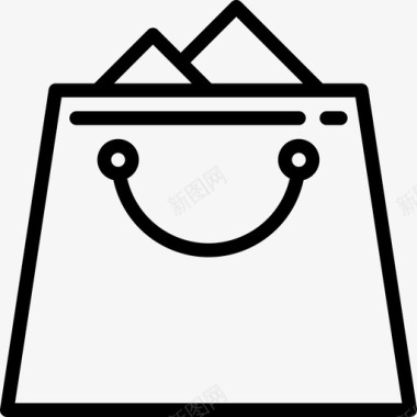 购物袋购物和电子商务3线性图标图标