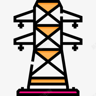 电线塔城市元素34线性图标图标