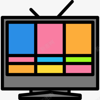 电视新闻8线性颜色图标图标