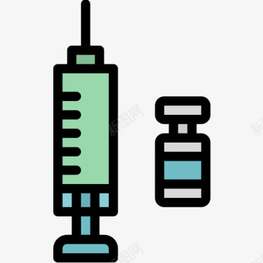 注射器大学2线性颜色图标图标