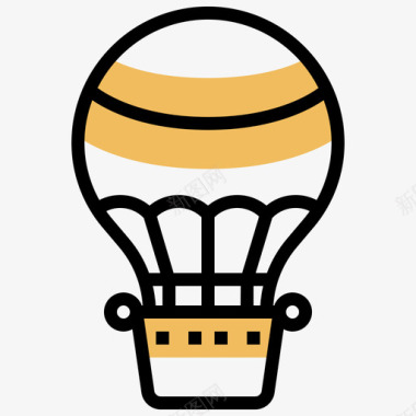 热气球非洲符号黄色阴影图标图标