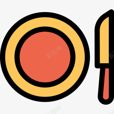 盘子庆祝和聚会直线颜色橙色图标图标