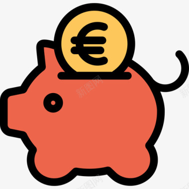 小猪银行银行和金融22线颜色橙色图标图标