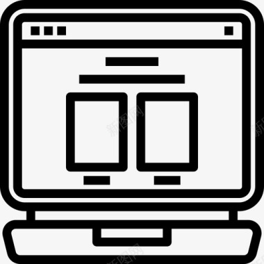 列笔记本电脑浏览器线性图标图标
