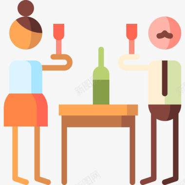 葡萄酒聚会和庆祝活动7平淡图标图标