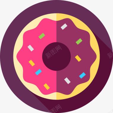 甜甜圈甜点和糖果扁平图标图标