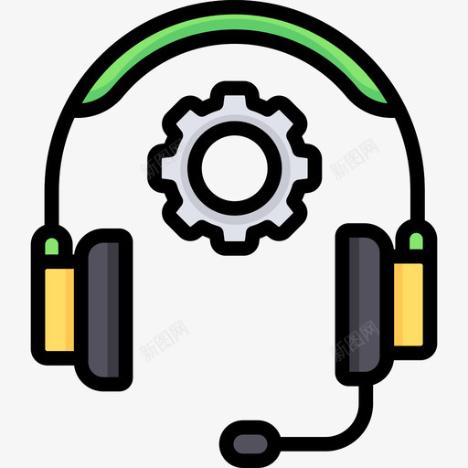 耳机技术支持14线性颜色图标svg_新图网 https://ixintu.com 技术支持14 线性颜色 耳机