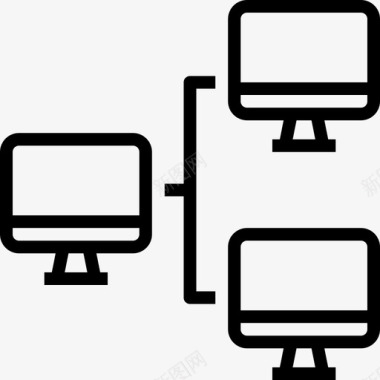 监视器计算机技术6线性图标图标