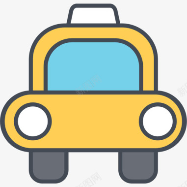 出租车运输和车辆2线颜色图标图标