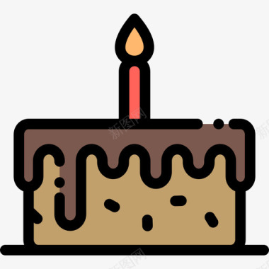 生日蛋糕糖果店10线性颜色图标图标