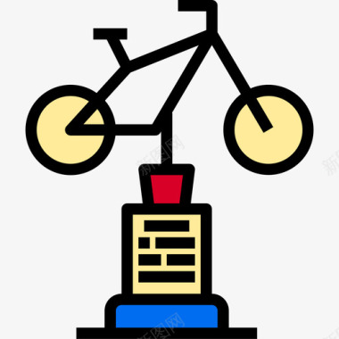 自行车奖励16线性颜色图标图标
