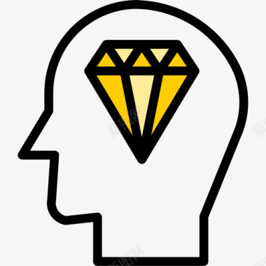 钻石人类头脑24线性颜色图标图标