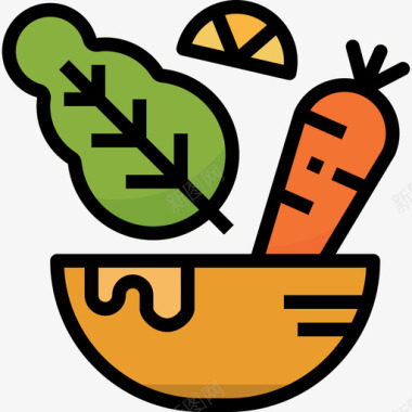 蔬菜健康9线形颜色图标图标