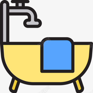 浴缸家具和家居9线性颜色图标图标