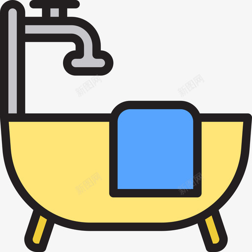 浴缸家具和家居9线性颜色图标svg_新图网 https://ixintu.com 家具和家居9 浴缸 线性颜色