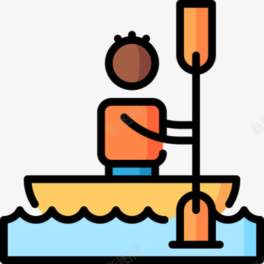 划独木舟冒险29线性颜色图标图标
