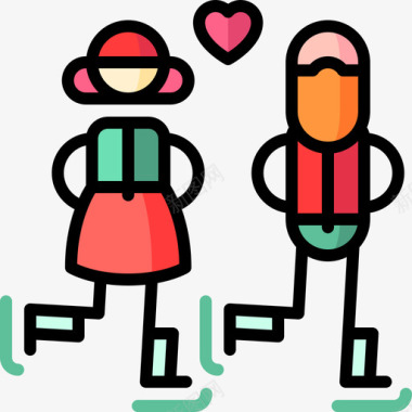 情侣情人节38线性颜色图标图标