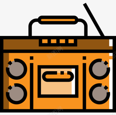 收音机野营84线性颜色图标图标