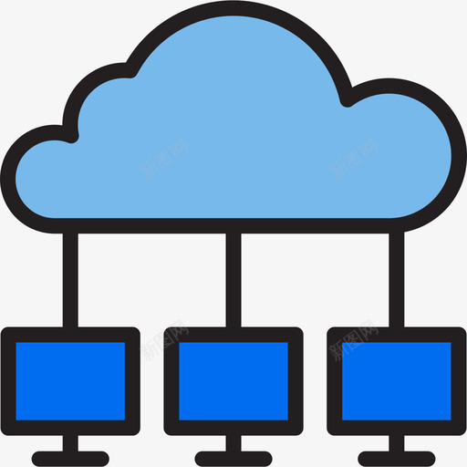 云计算通信网络线性色彩图标svg_新图网 https://ixintu.com 云计算 线性色彩 通信网络