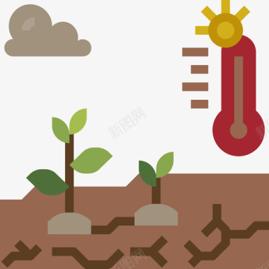 全球变暖生态学116平坦图标图标