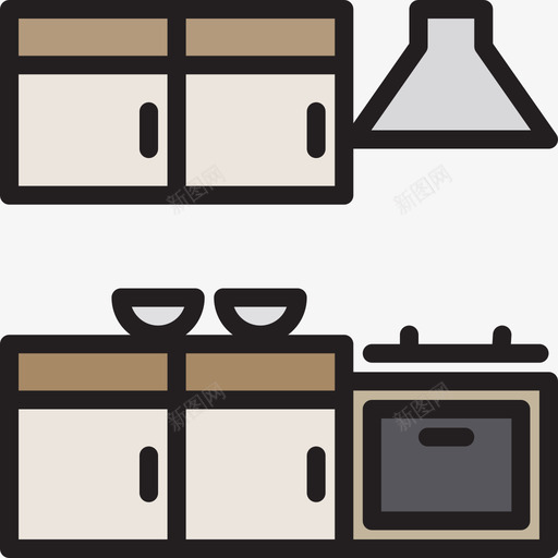 厨房家具和家居9线性颜色图标svg_新图网 https://ixintu.com 厨房 家具和家居9 线性颜色