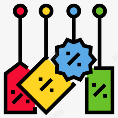 标签在线购物29线性颜色图标图标