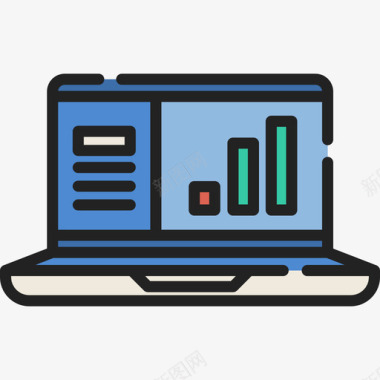 笔记本电脑搜索引擎优化和营销14线性颜色图标图标
