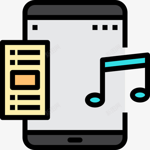 音乐和多媒体平板电脑应用线性色彩图标svg_新图网 https://ixintu.com 平板电脑应用 线性色彩 音乐和多媒体