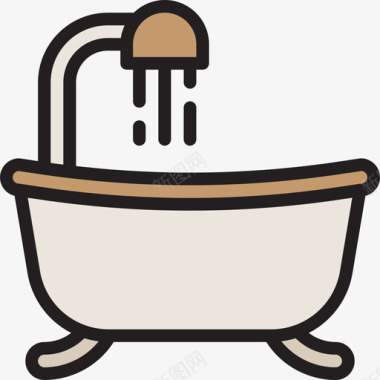 浴缸家具和家居14线性颜色图标图标