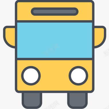 公共汽车交通和车辆2线颜色图标图标