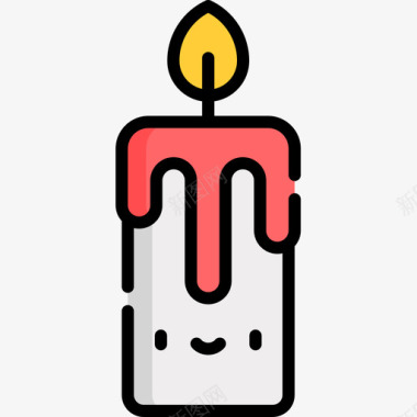 蜡烛万圣节70线性颜色图标图标